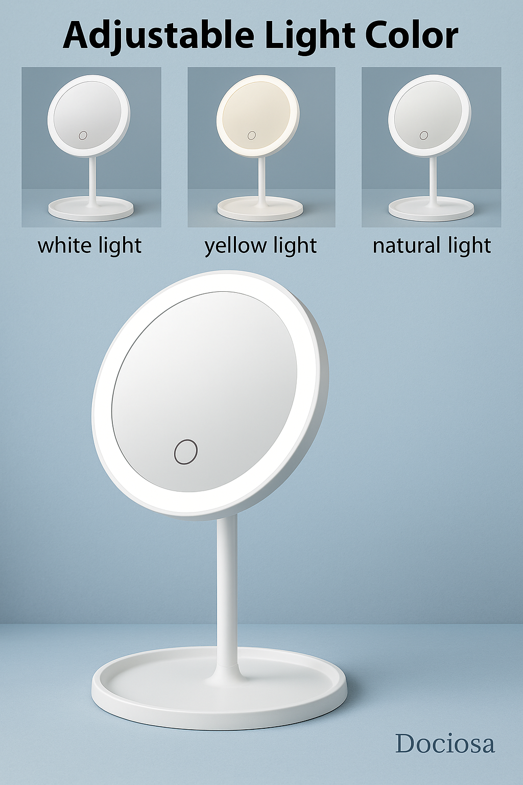 Miroir à LED rond ajustable